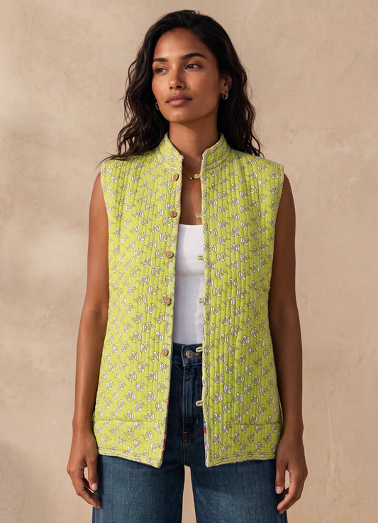 The Reversible Artisan Silk Jacket| Light Green Back