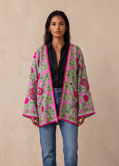 The Artisan Chiffon Cardigan| Light Grey