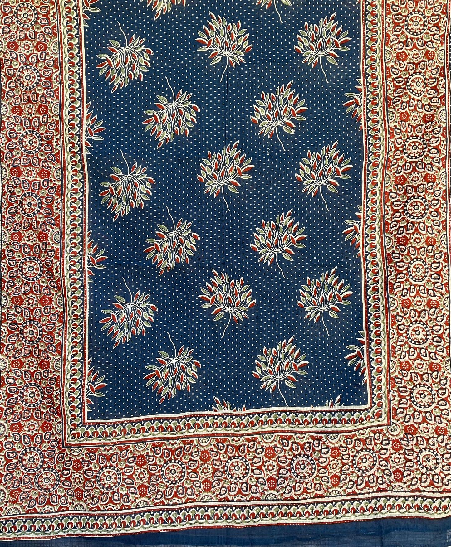 Arya Ajrakh Block Print Cotton Scarf| Navy Blue