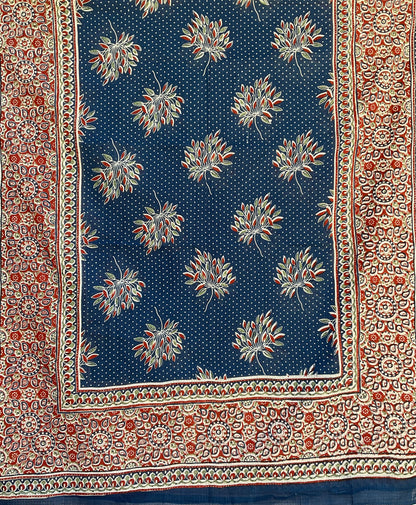 Arya Ajrakh Block Print Cotton Scarf| Navy Blue