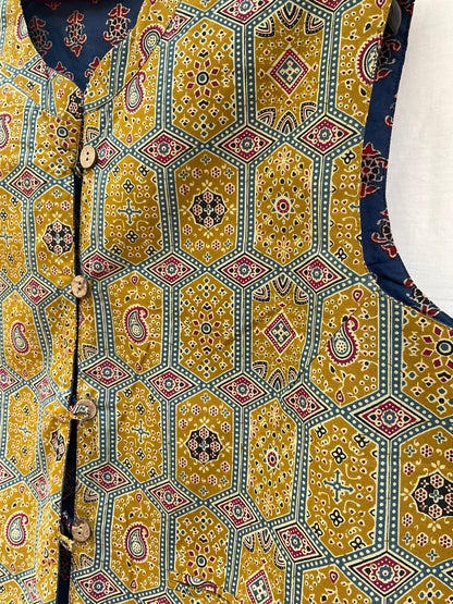 The Reversible Ajrakh Cotton Vest