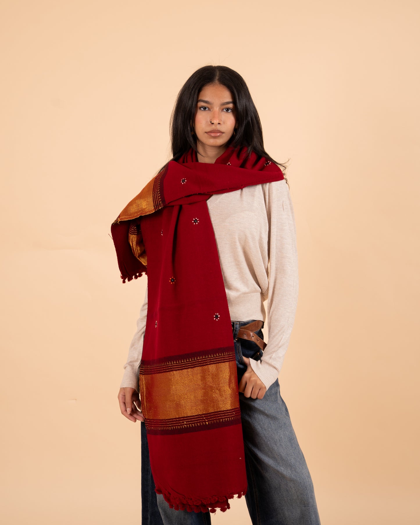 The Desert Shimmer Shawl | Maroon