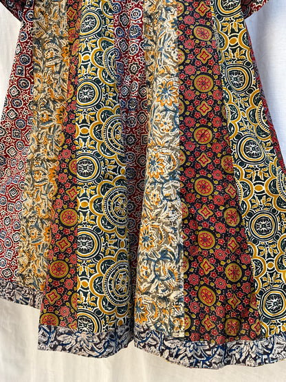 The Patchwork Ajrakh Cotton Duster| Maroonesh