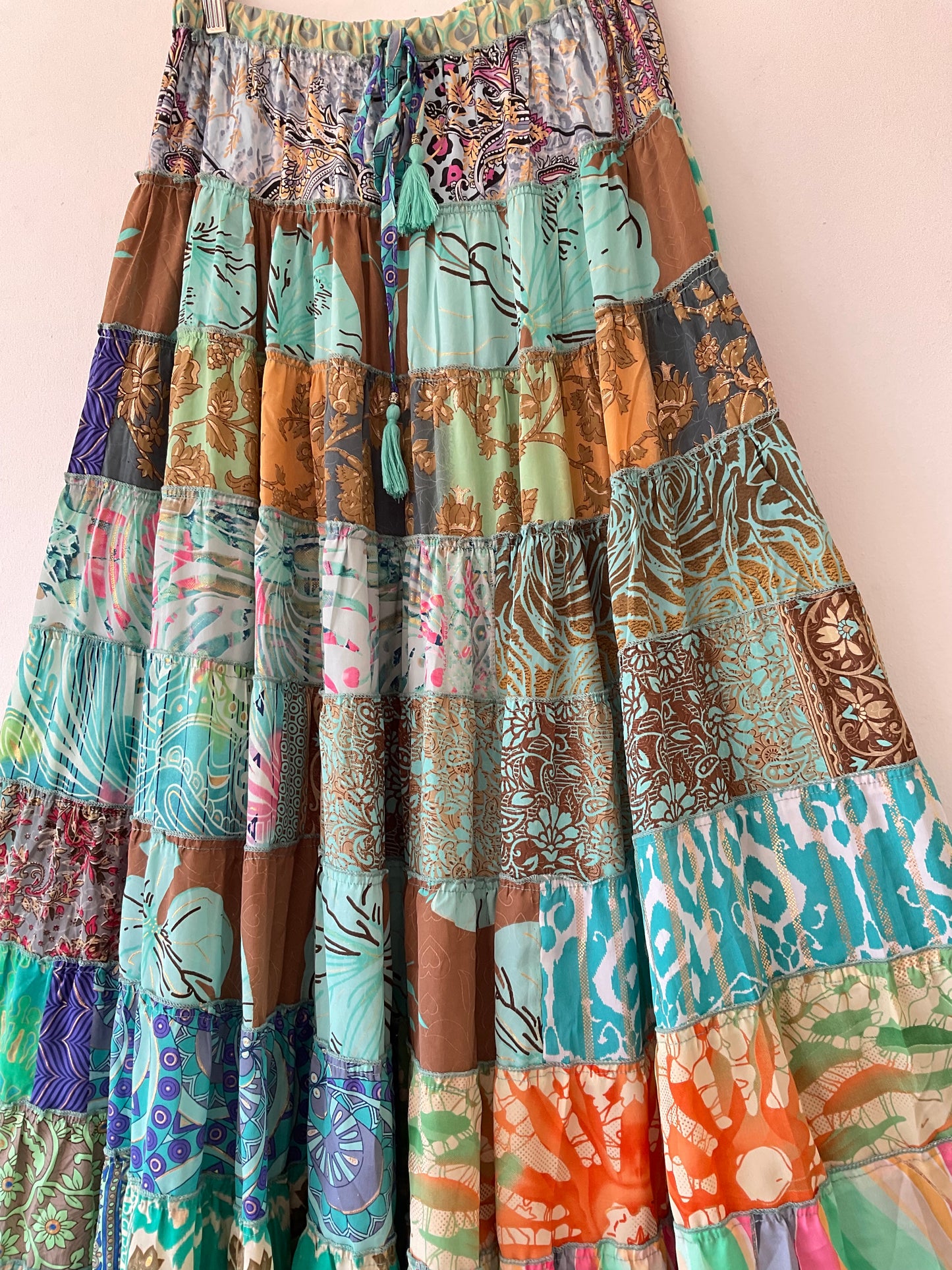 Patchwork Silk Skirt Breeze