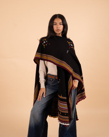 Ishtar Hand-Loomed Cape| Black