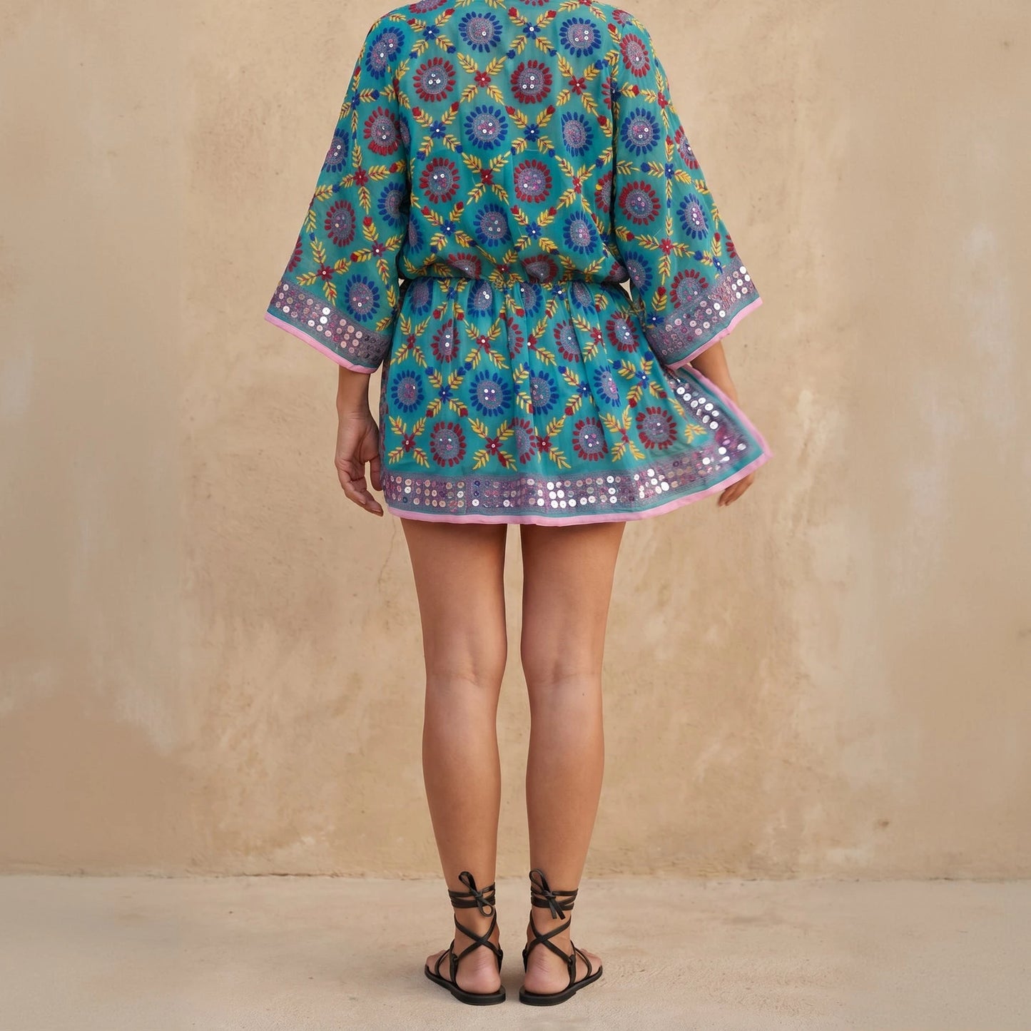 Calliope Hand Embroidered Dress| Emerald