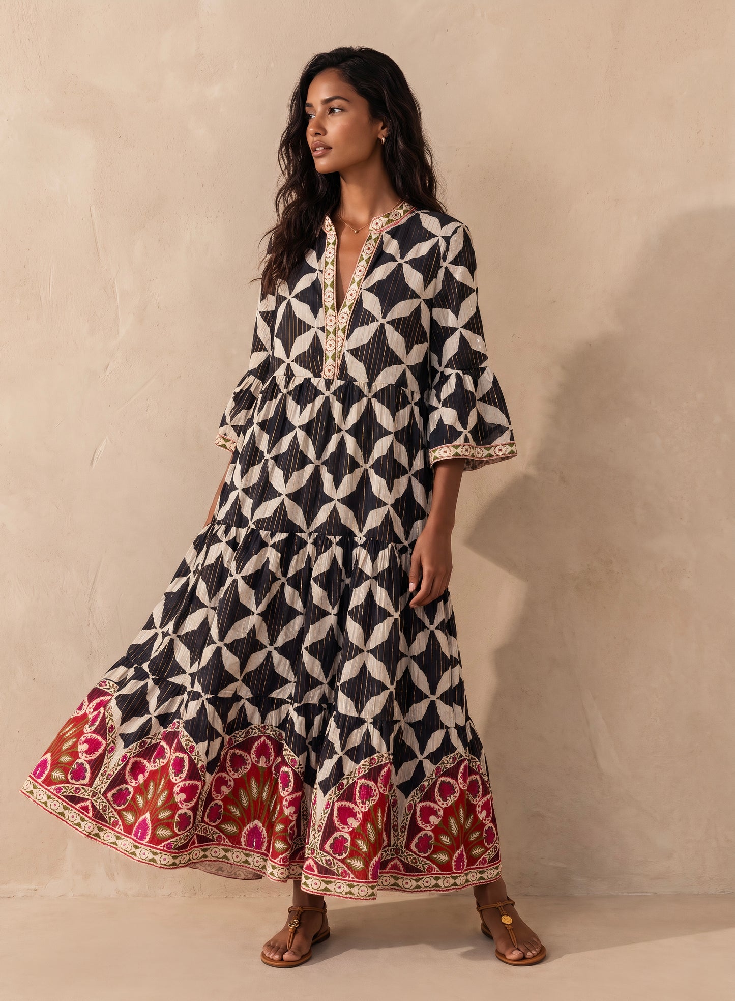 The Riviera Gold Maxi Cotton Dress