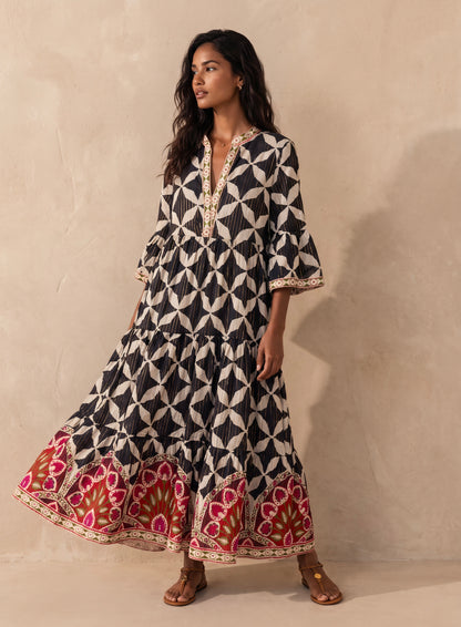 The Riviera Gold Maxi Cotton Dress