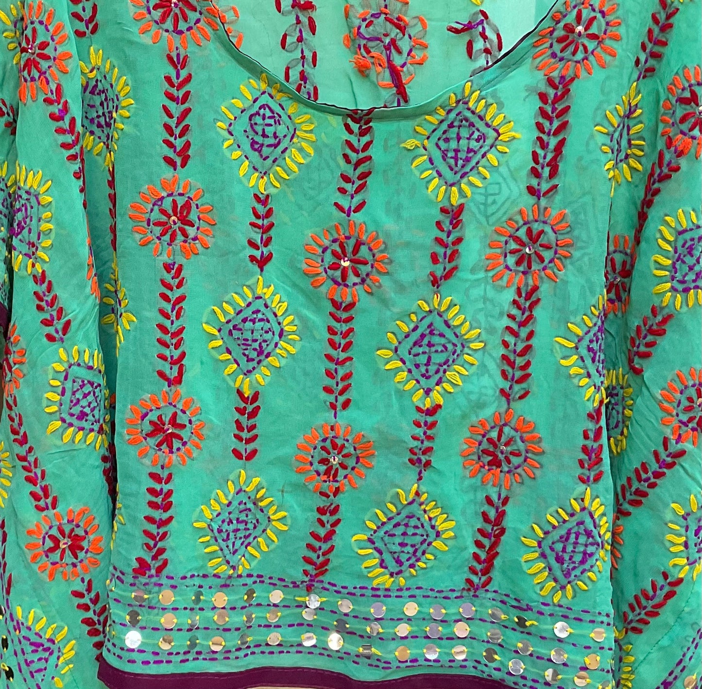 Azmiralda Hand Embroidered Top| Mint Greens