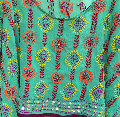 Azmiralda Hand Embroidered Top| Mint Greens