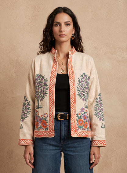 The ECLIPSE Botanical Block-Print Jacket