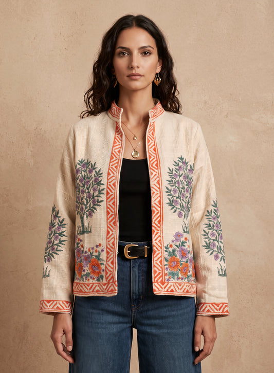 The ECLIPSE Botanical Block-Print Jacket