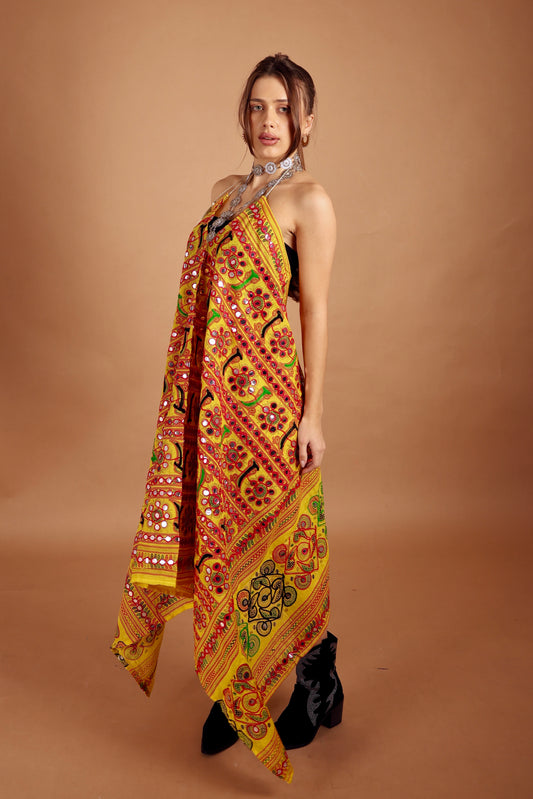 Kishori Mirror Embroidered Backless Dress