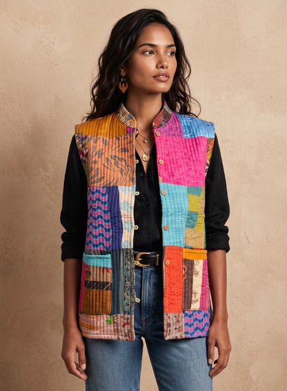 The Reversible Artisan Silk Jacket| Light Green Back