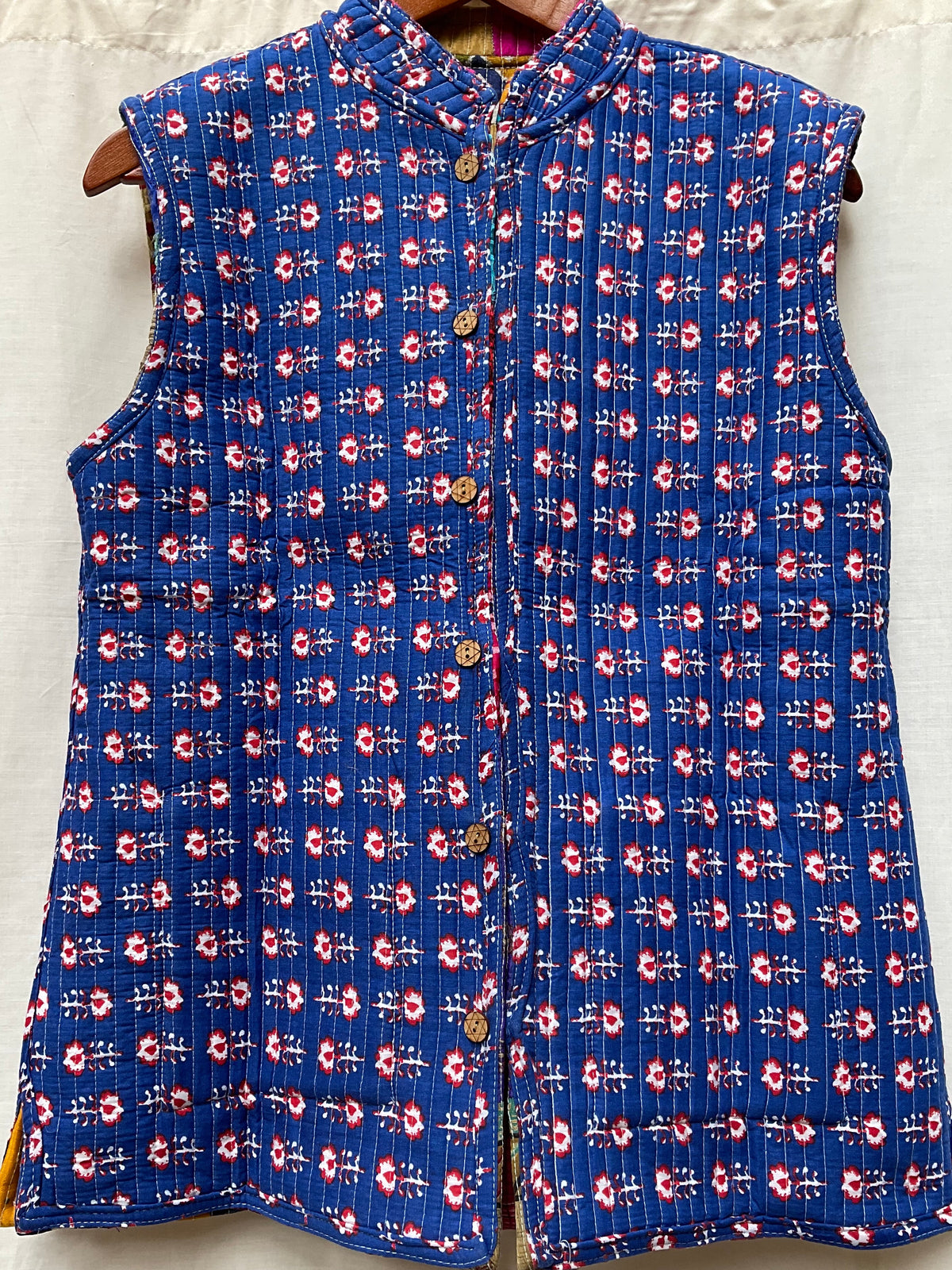 The Reversible Artisan Silk Jacket| Blue Backk