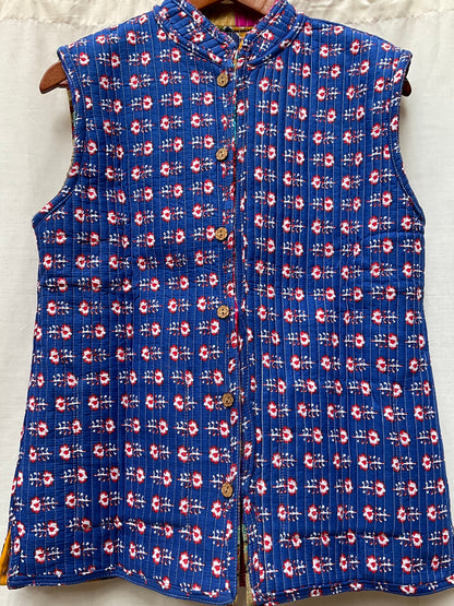 The Reversible Artisan Silk Jacket| Blue Backk