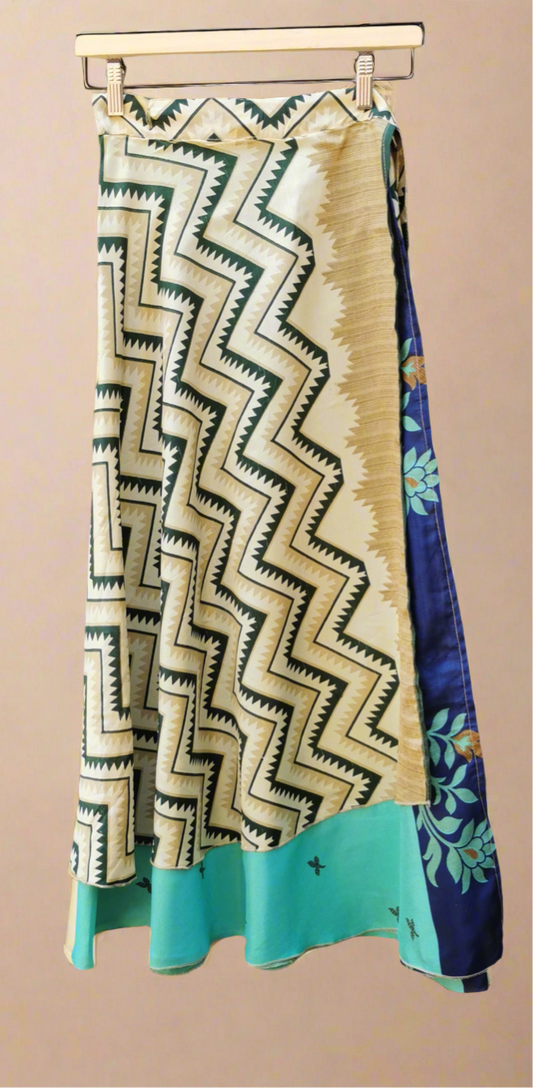Perrine Silk Double Layers Wrap Skirt