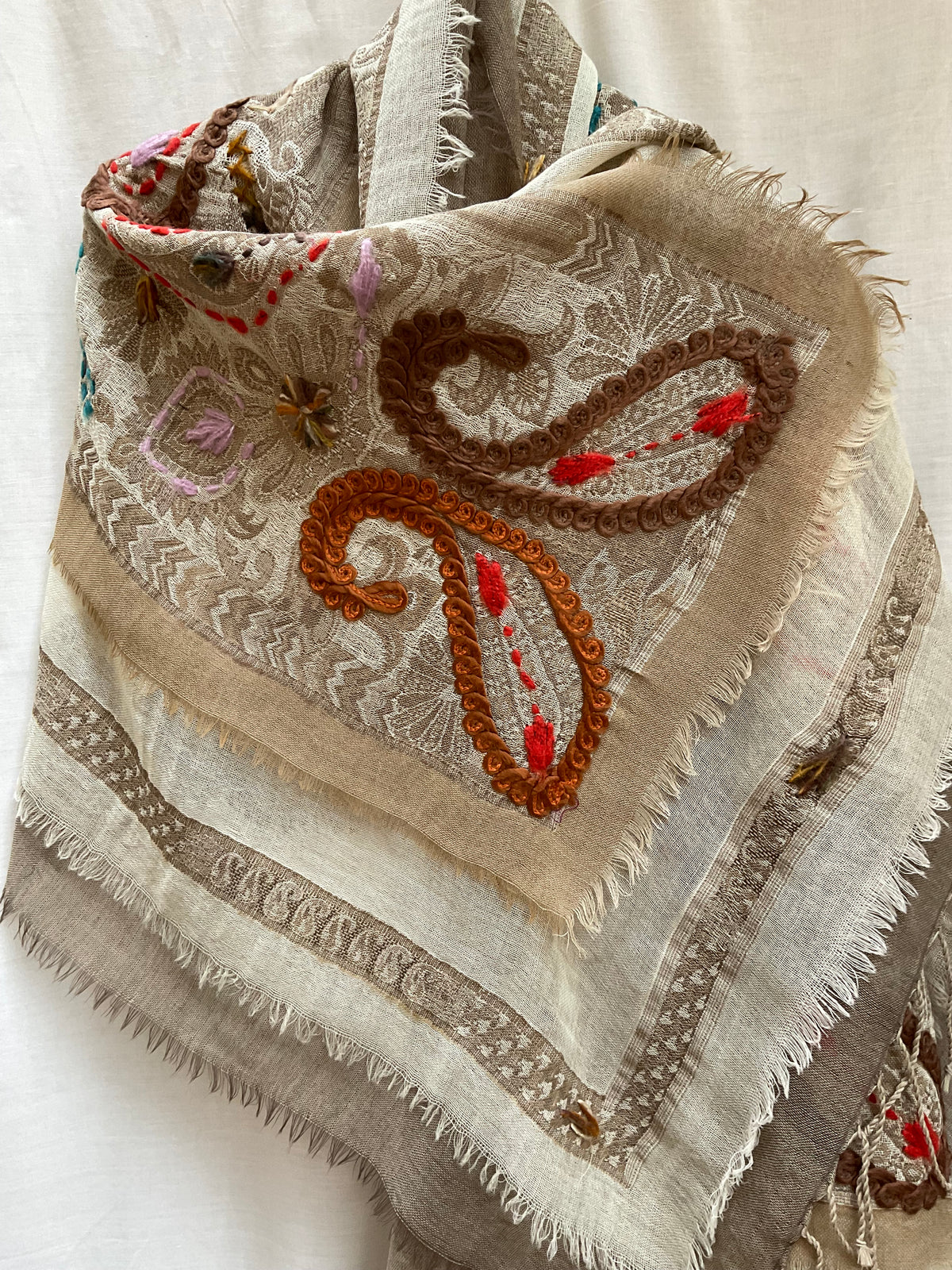 Tanvi Artisan 3 Layers Wool Scarf| Caffe Latte