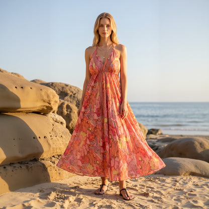 The Serenity Silk Dress Peach