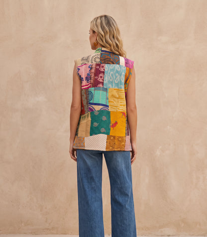 The Reversible Artisan Silk Jacket| lemon Green Back