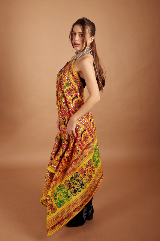 Kishori Mirror Embroidered Backless Dress