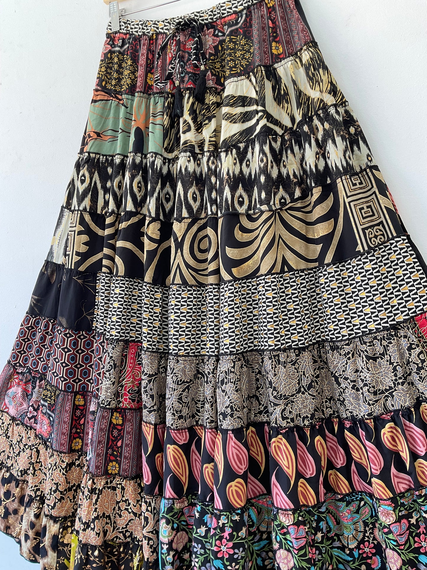 Patchwork Silk Skirt Twilight