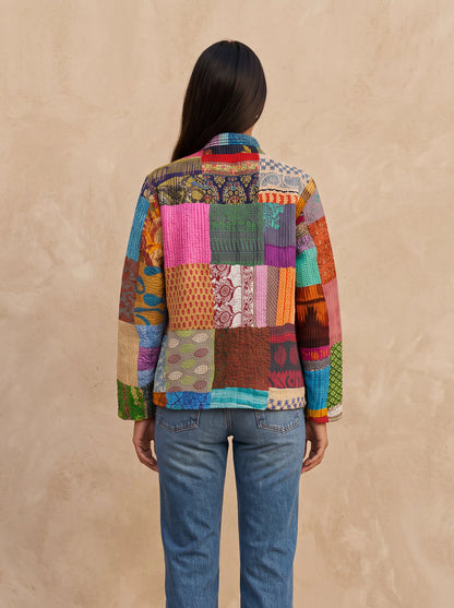The Reversible Artisan Silk Jacket| Orange Back