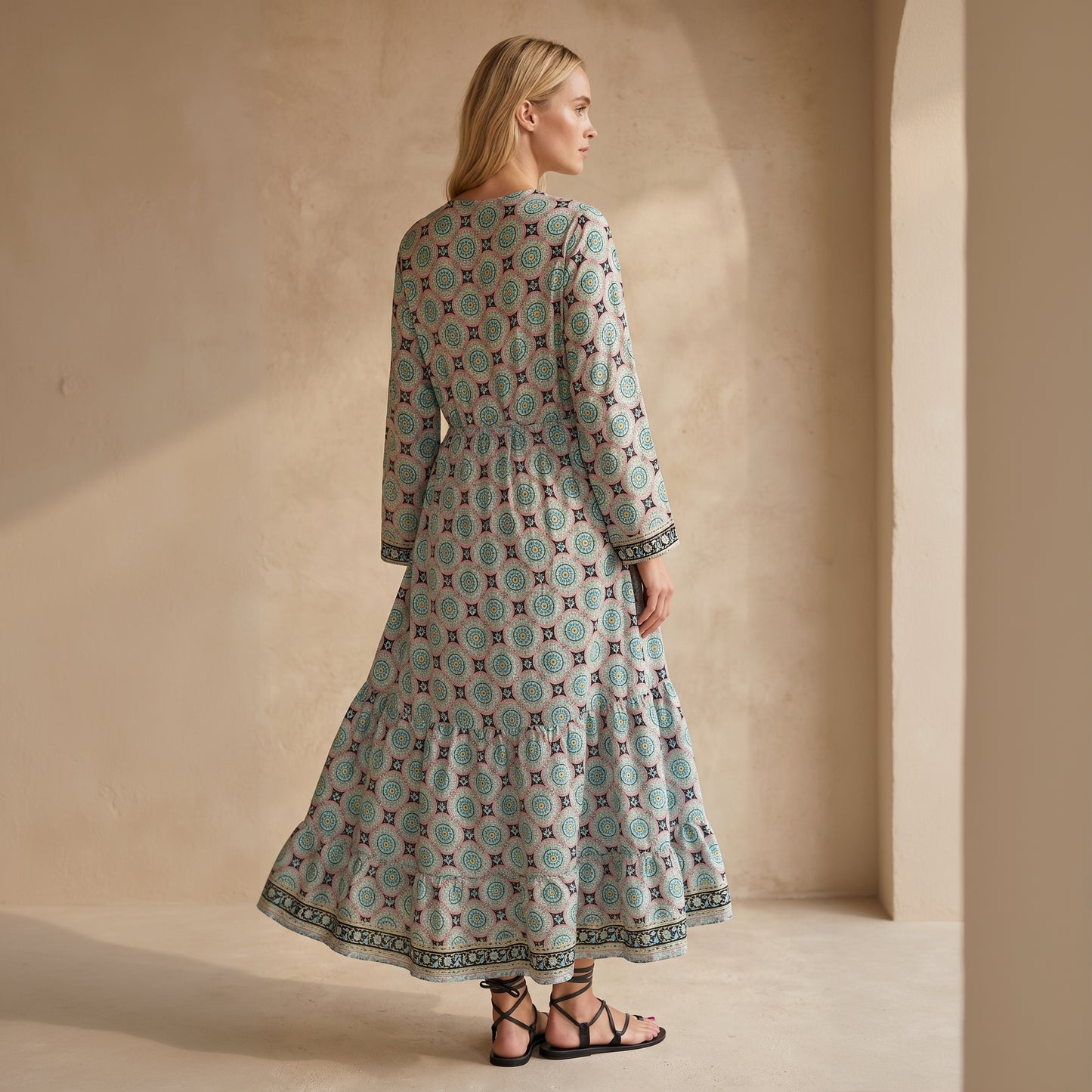 The Cerulean Mandala Silk Dress
