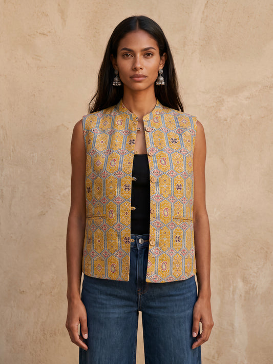 The Reversible Ajrakh Cotton Vest