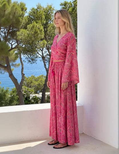 Kira Silk Pants & Top| Fuchsia