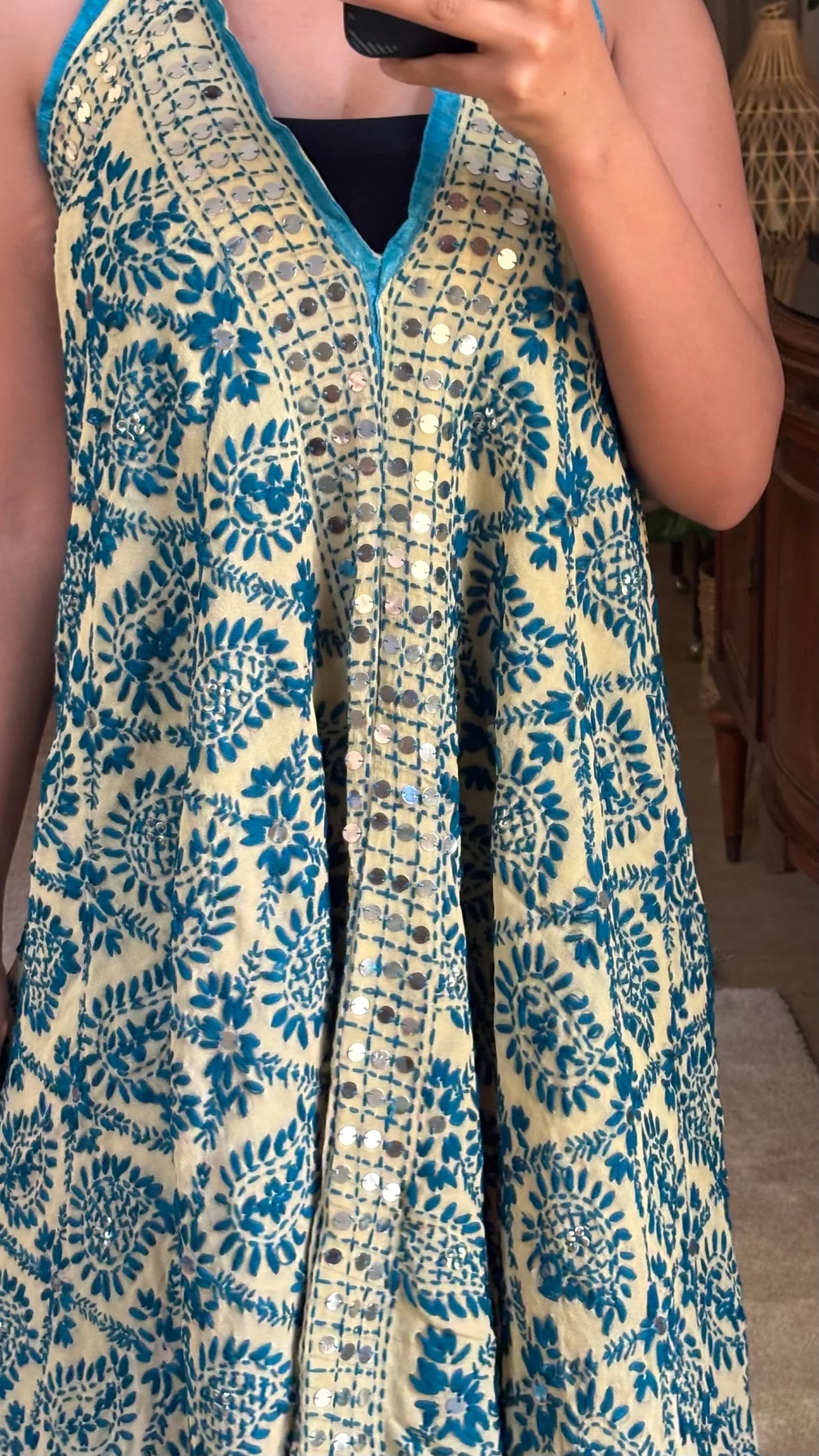 Iris Hand Embroidered Backless Dress