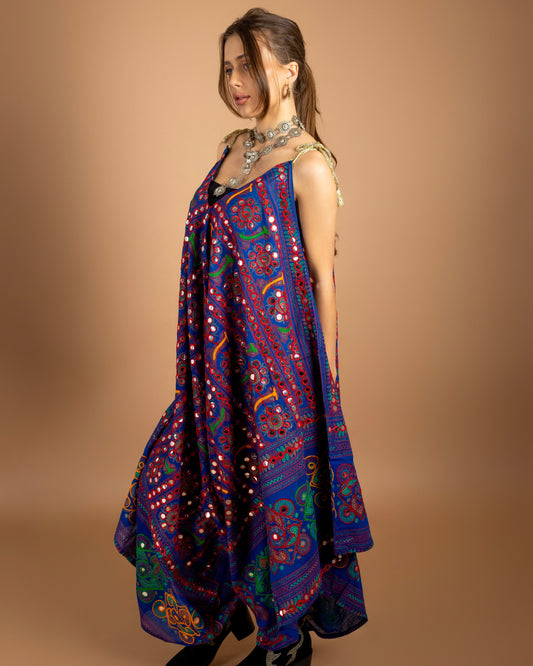 Rajkumari Mirror Embroidered Jumpsuit In Royal Blue