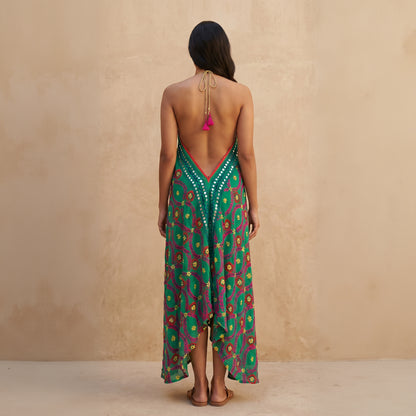Jana Hand Embroidered Backless Dress