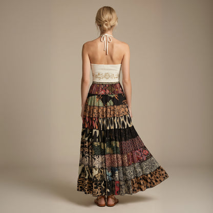Patchwork Silk Skirt Twilight