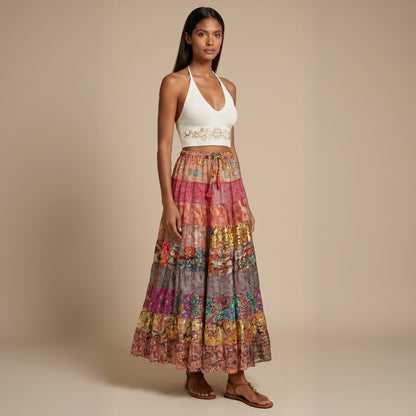 Patchwork Silk Skirt Mandala