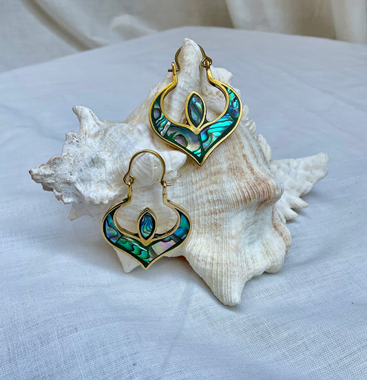 Handmade Lotus Abalone ShellBrass Earrings