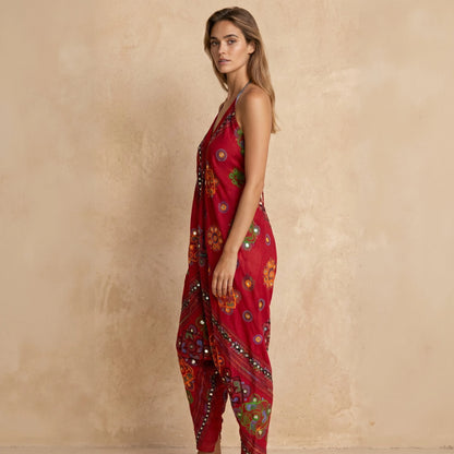 Ajar Backless Cotton Jumpsuit