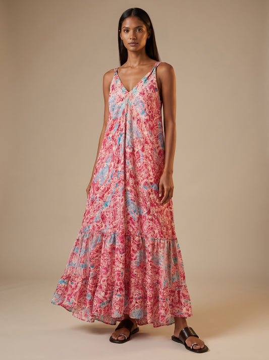 Maya Silk Backless Dress Pink Reddish