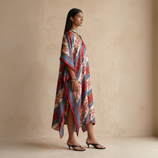 Ishtar Embroidered Silk Kaftan Dress