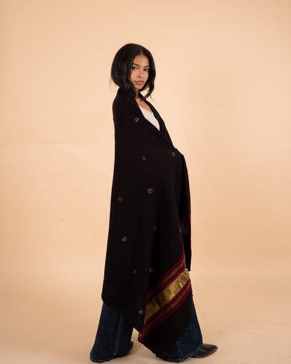 The Desert Shimmer Shawl| Black