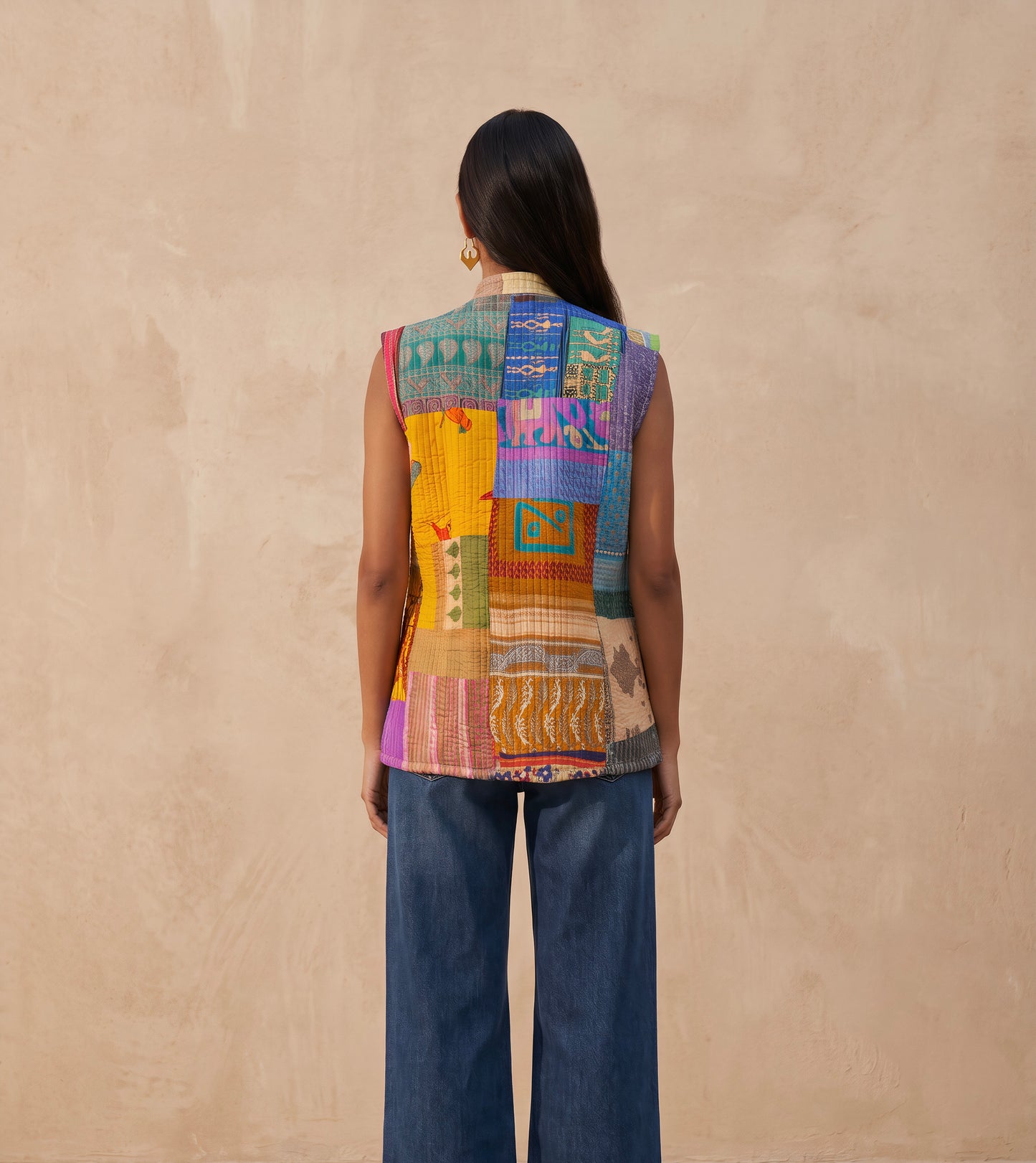The Reversible Artisan Silk Jacket| Lemon Green Back