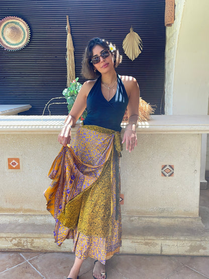 Biba Silk Double layers Wrap Skirt