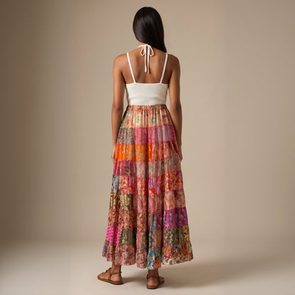 Patchwork Silk Skirt Mandala