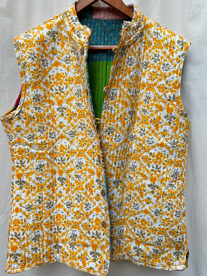 The Reversible Artisan Silk Jacket| Orange Blossom Back