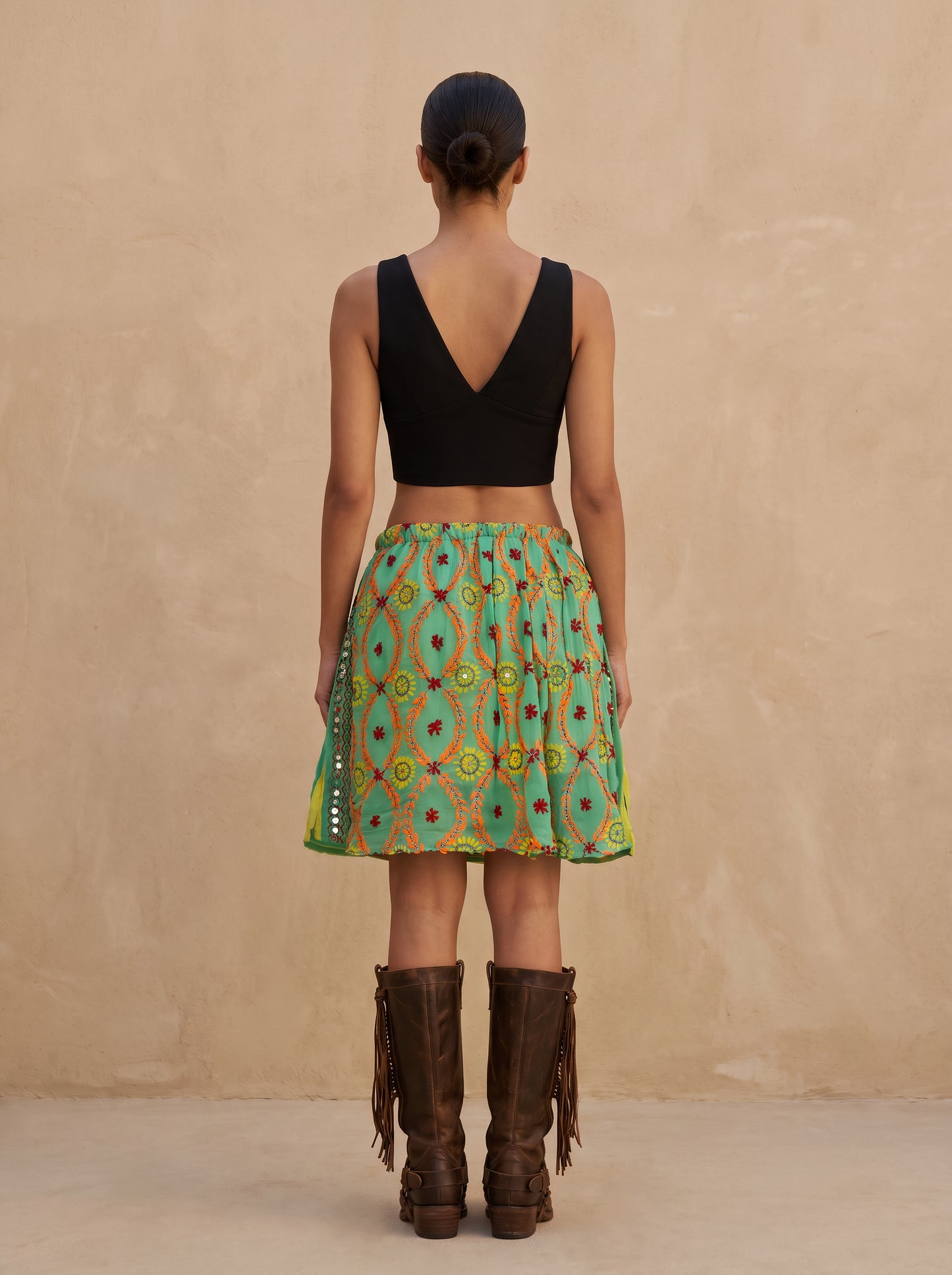 Hand-Embroidered Mini Skirt Lemonade