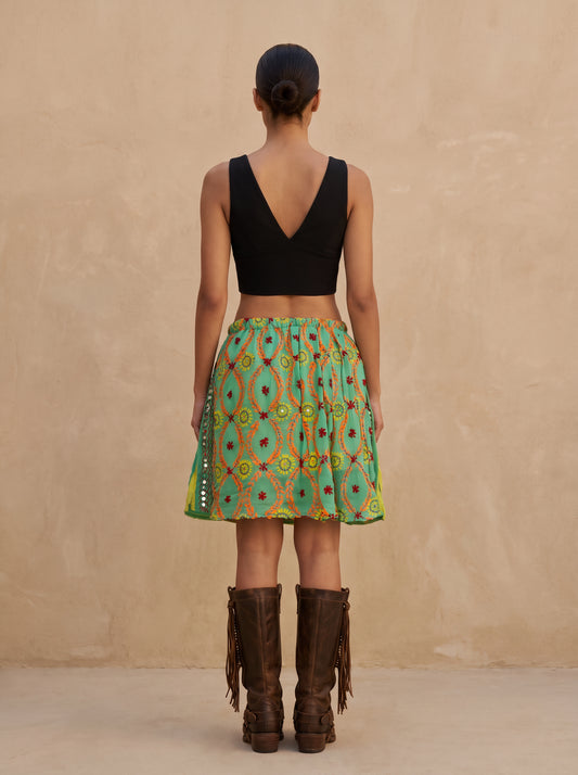 Hand-Embroidered Mini Skirt Lemonade