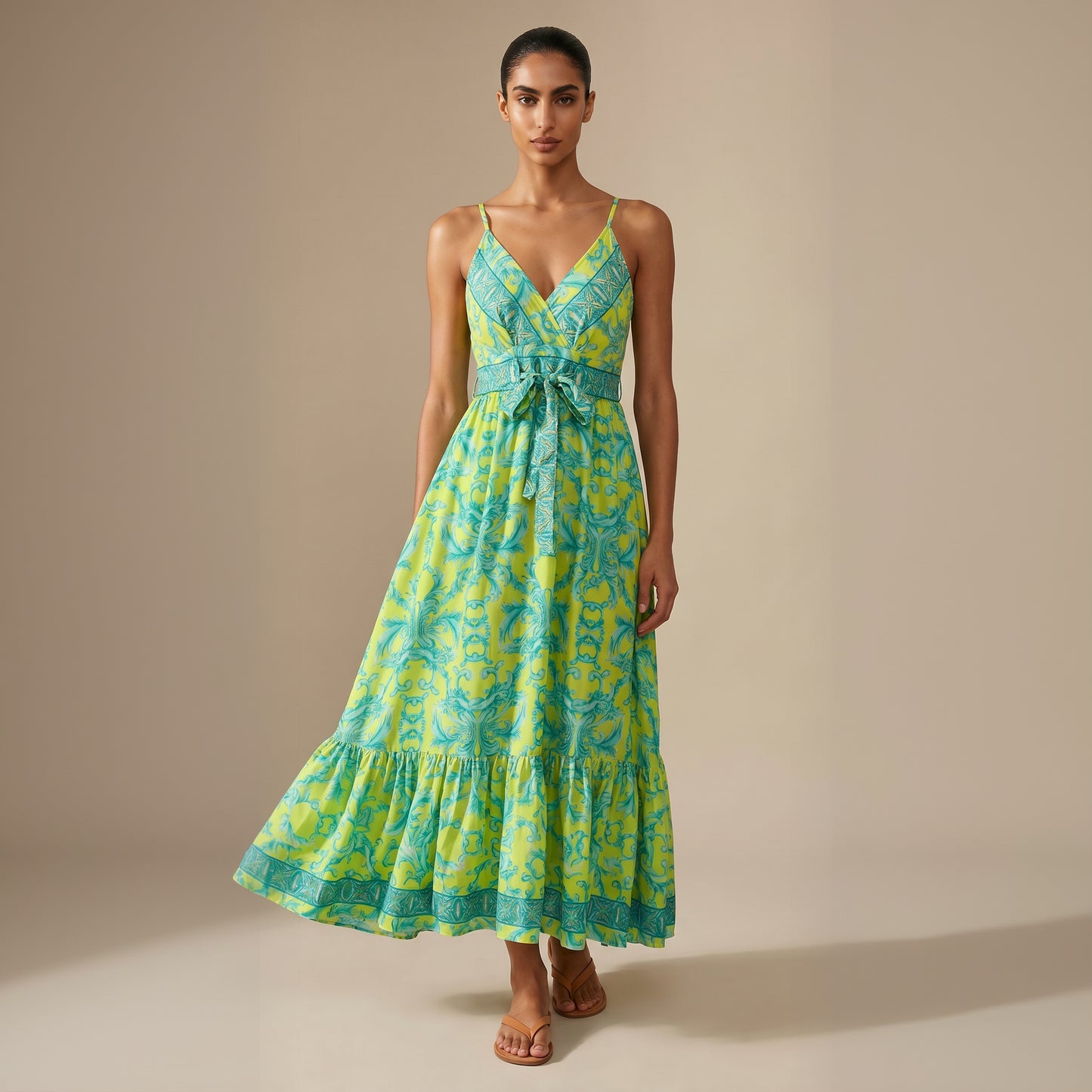 The Aurelia Silk Dress Green Canary