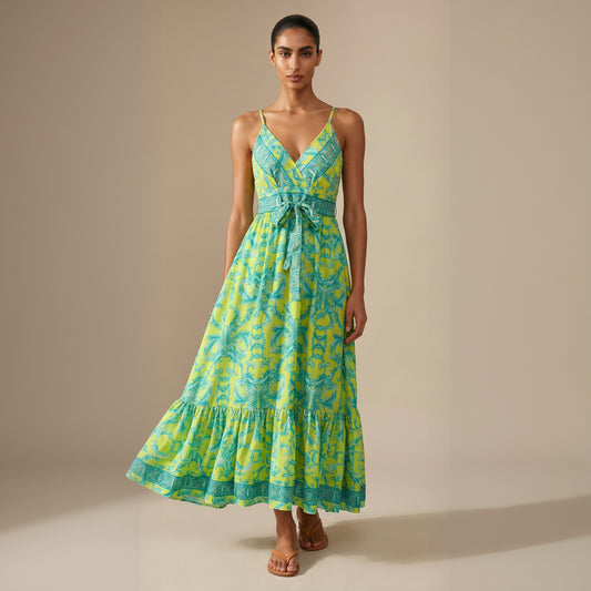 The Aurelia Silk Dress Green Canary