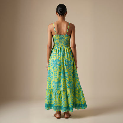 The Aurelia Silk Dress Green Canary