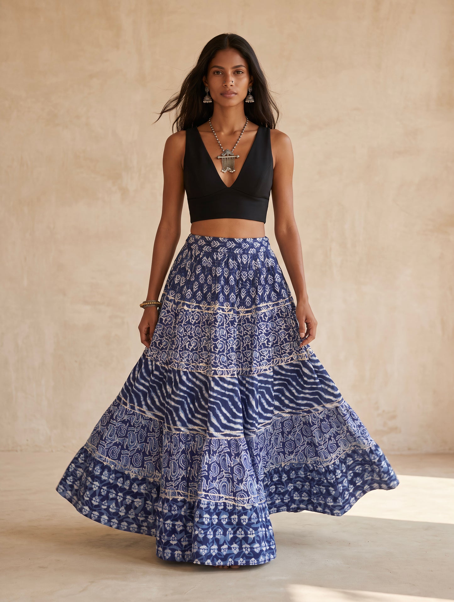 Lakshmi The Artisan Indigo Statement Lehenga Skirt